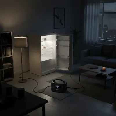 EcoFlow Delta 2 Max powering various home appliances like a refrigerator and lights during a power outage